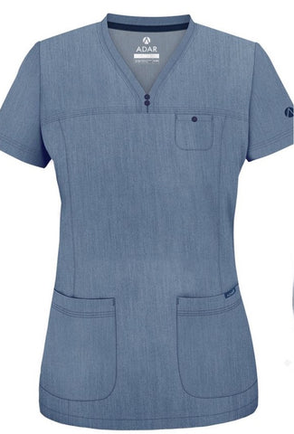 Women's Sweetheart V-neck Scrub Top ( Heather )